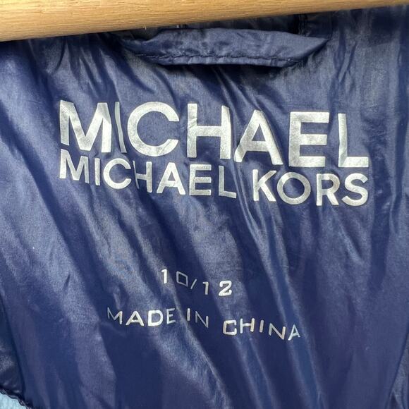 Michael Kors 10/12 MEDIUM Girls Purplish Blue Puff Parka Stadium Jacket - Picture 10 of 13